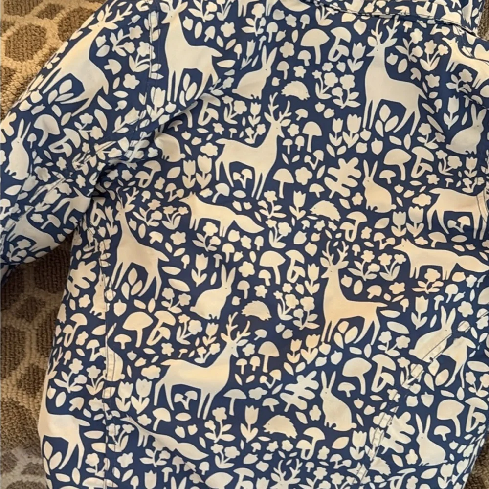Mini Boden Blue and White Patterned Jacket with Red Lining - Picture 4 of 4